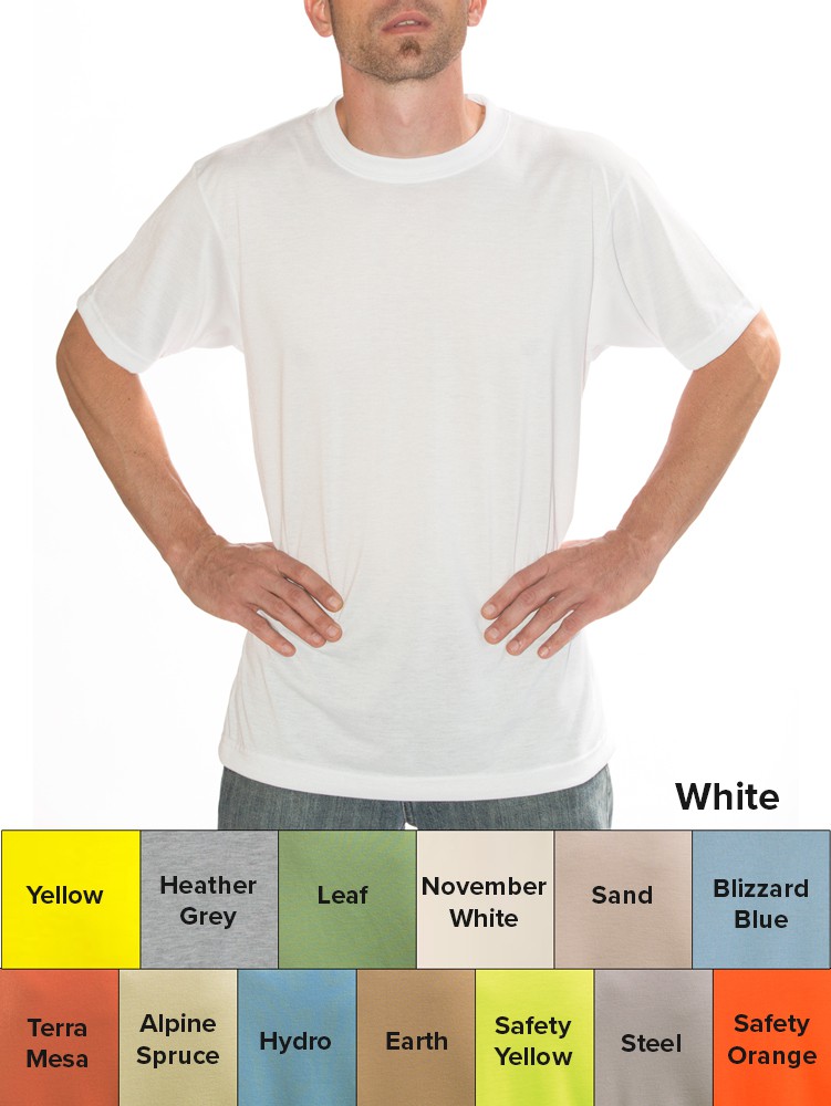 blank white vapor basic tee shirt with color chart