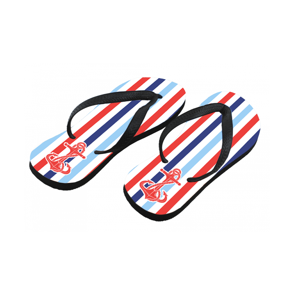 customized red white and blue flip flops