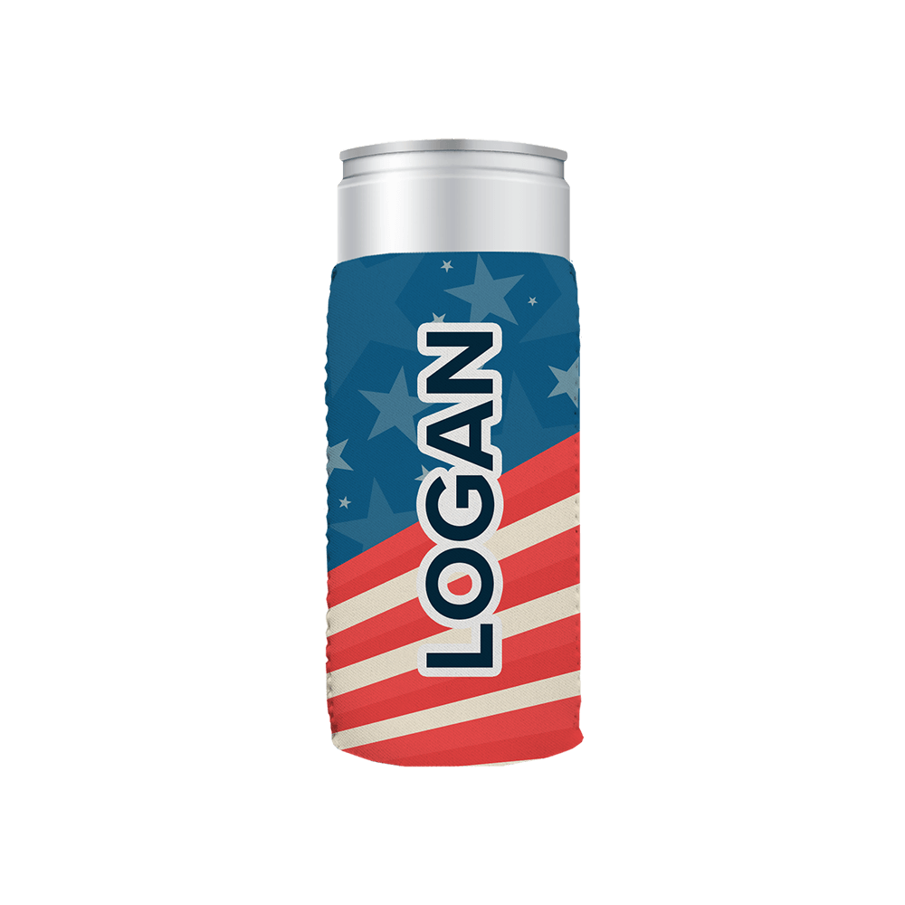 personalized red white and blue can insulator